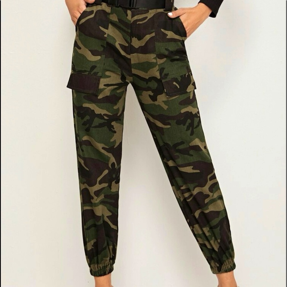 Camo Belted Cargo Pants